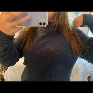 Navy Blue Mock Neck Sweater